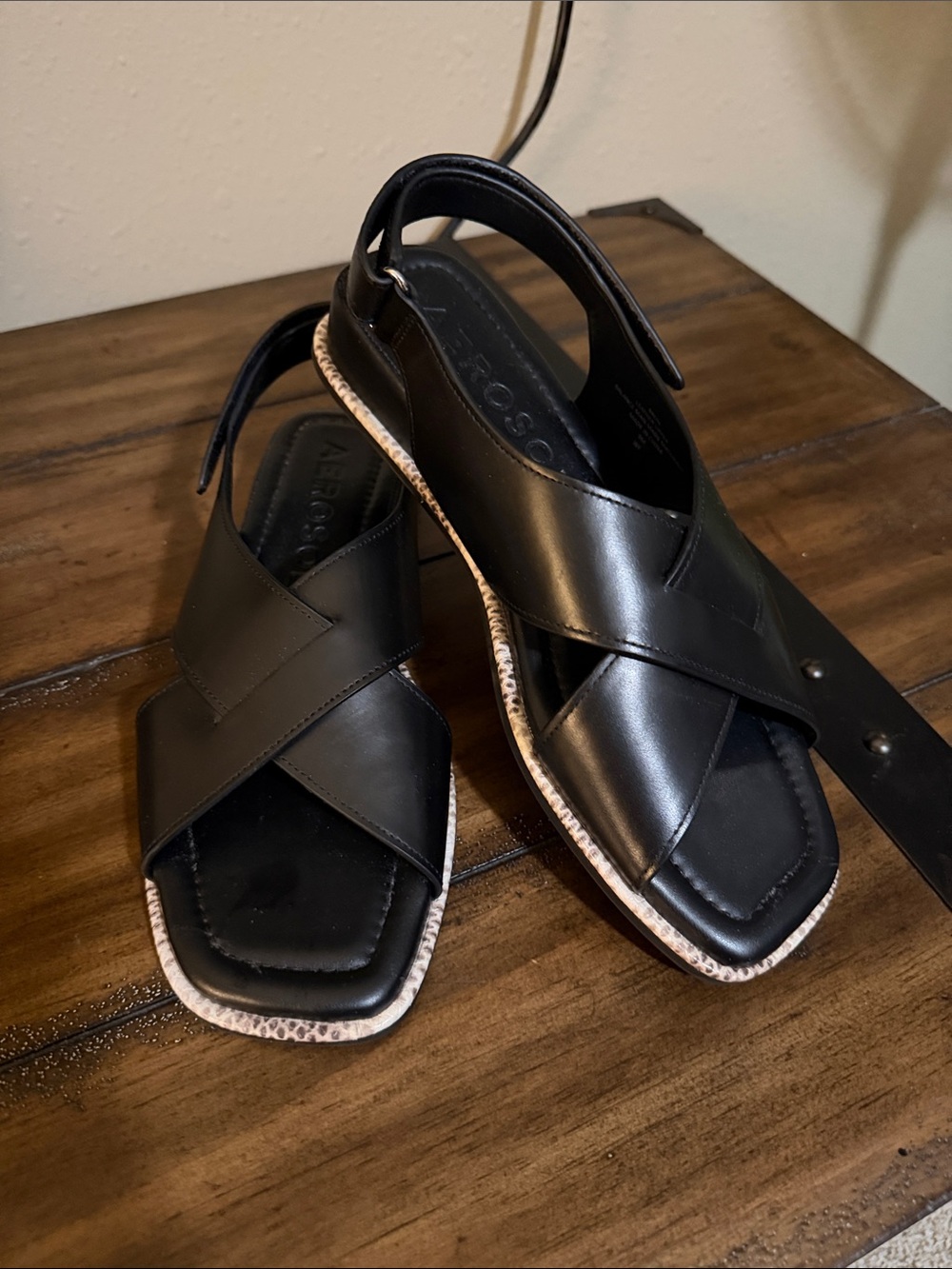 AEROSOLES Black Slingback Sandals